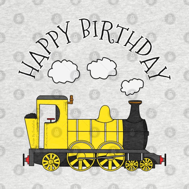 Steam Train Happy Birthday Rail Enthusiast (Yellow) by doodlerob
